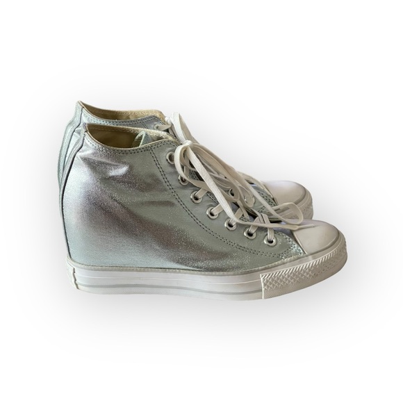 Rare: Sophia Vergara’s Converse ✪ Chucks Lux Mid Wedge Sneakers ✪ Metal Glacier - Picture 4 of 17